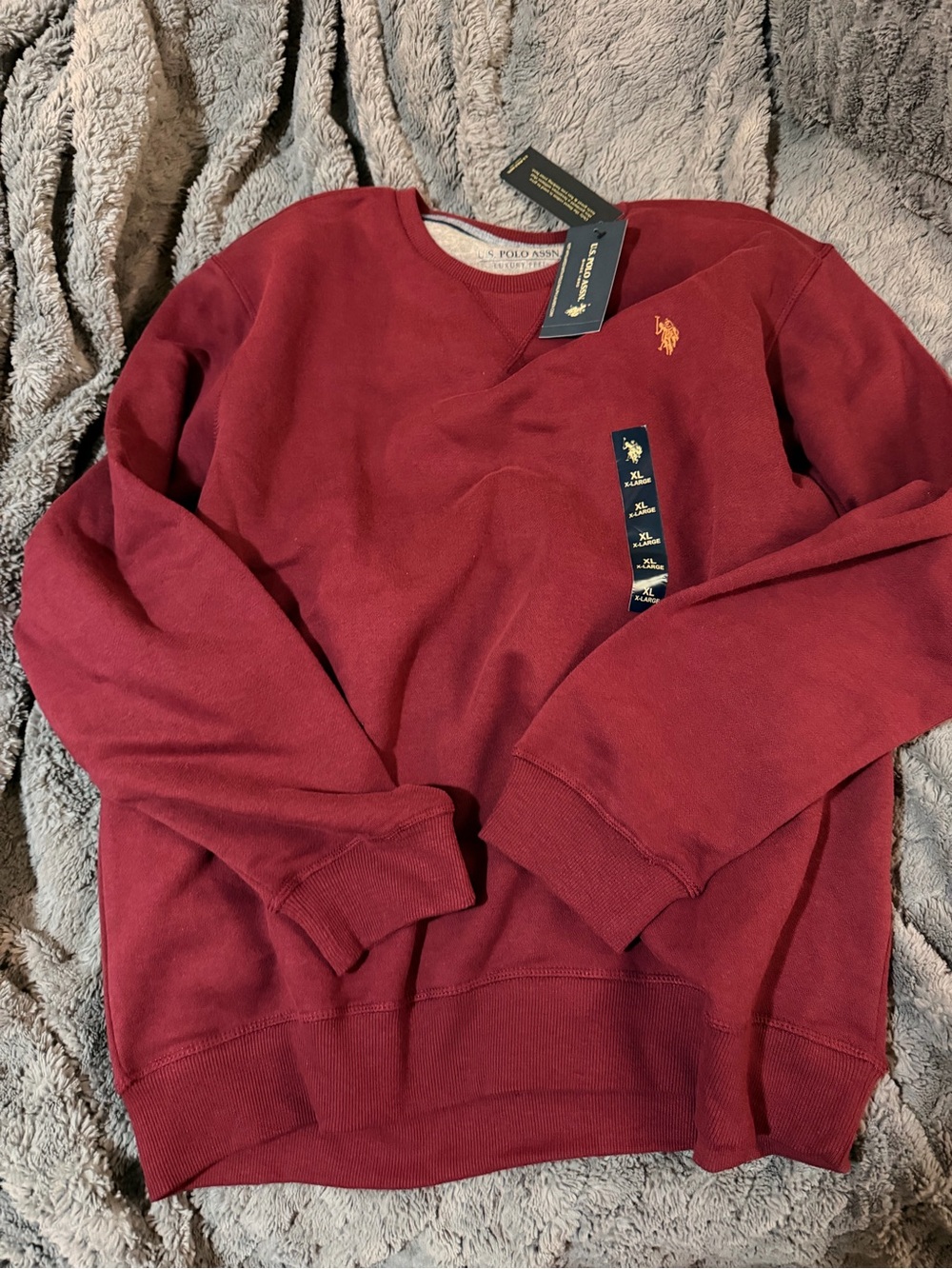 us polo assn dark plum mens sweatshirt sz Xl nwt
